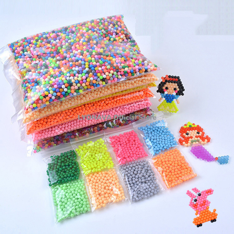 500 unids/set 34 colores 5mm Aqua cuentas de agua de Spray de Perler cuentas mágicas educativos 3D cuentas rompecabezas accesorios para los juguetes para los niños ► Foto 1/4