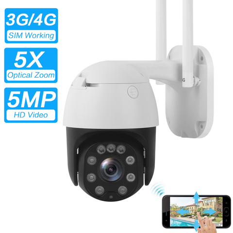 Cámara IP de seguridad para exteriores, dispositivo CCTV Surve 3G, 4G, tarjeta SIM, 1080P, 5MP, 2MP, inalámbrica, 4G, Wifi, Zoom, PTZ, impermeable, P2P ► Foto 1/6