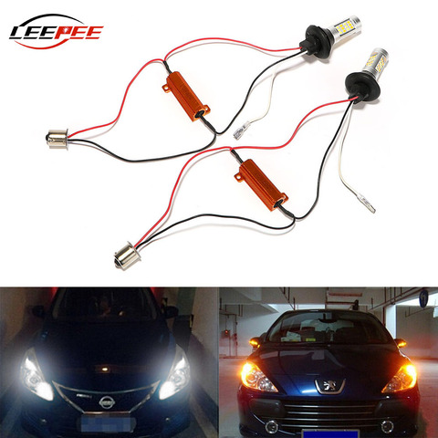 Luces LED DRL diurnas para coche, lámparas de señal de giro de 12V, 1156, accesorios de bombillas Beacons para Toyota, Nissan, Ford, Opel, Citroen y Renault ► Foto 1/6