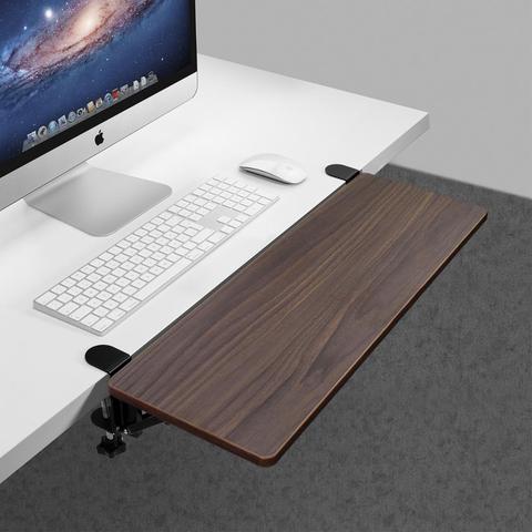 Nogal madera Escritorio de diseño ergonómico gran espacio estructura plegable abrazadera-bandeja de teclado codo, brazo de apoyo para escritorio ► Foto 1/1