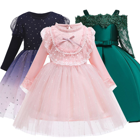 Vestidos infantiles para niñas vestido princesa elegante navidad niños noche fiesta vestido flor chica vestido de boda vestido infantil ► Foto 1/6