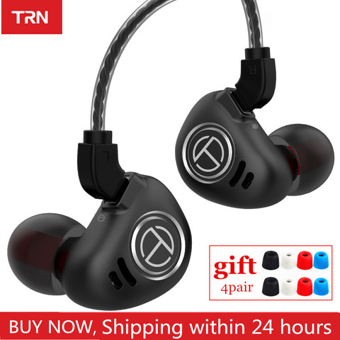 Auriculares intrauditivos híbridos de Metal TRN V90 4BA + 1DD, auriculares HIFI IEM con Monitor de DJ, Auriculares deportivos para correr, enchufe de cabeza BA5 V80 ZSX C12 ► Foto 1/6