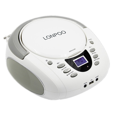 LONPOO-REPRODUCTOR DE CD portátil estéreo, Boombox con Bluetooth, Radio FM, altavoz Aux, pantalla LED, reproductor de CD, auriculares USB, Boombox ► Foto 1/6