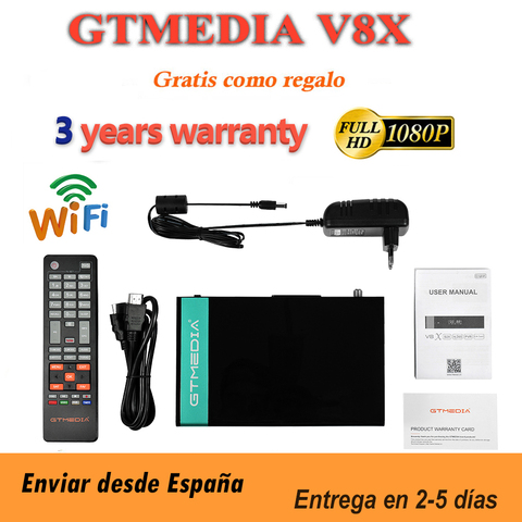 Receptor, decodificador satélite Gtmedia V8X. Envío desde España