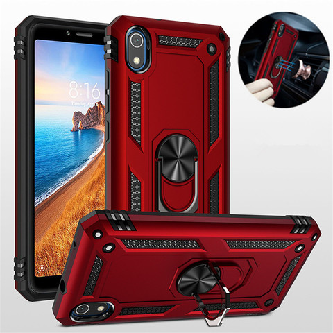 Para Xiaomi Redmi 7 un caso de lujo de la armadura magnético de silicona funda de teléfono para Xiaomi Redmi 7 Pro 7 un coche de silicona titular de anillo ► Foto 1/6