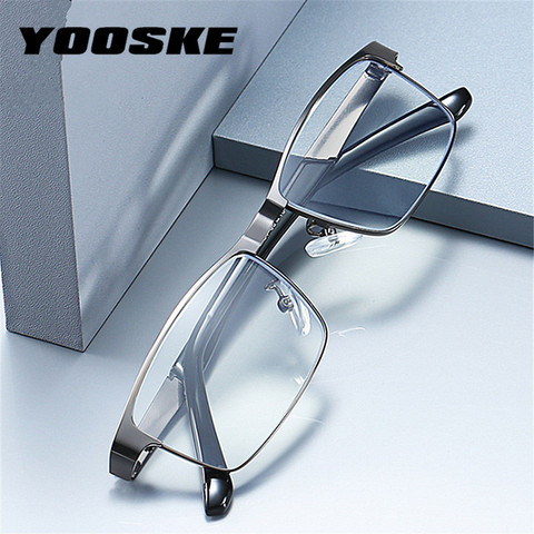 Gafas de lectura YOOSKE de acero inoxidable para hombre, gafas de lectura de negocios para hombre, gafas ópticas de presbicia para hombre + 1,0 1,5 2,0 2,5 3,5 3 4,0 ► Foto 1/6
