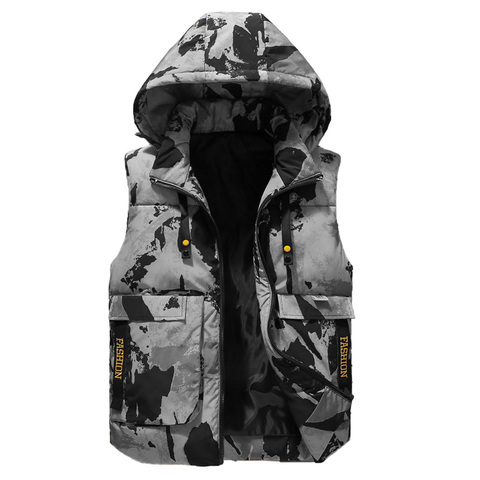 Chaleco de camuflaje de talla grande para hombre, chaqueta desmontable sin mangas, Parka cálida a prueba de viento, abrigo cálido de invierno, 4xl ► Foto 1/6