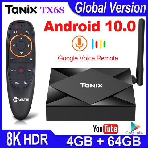 Tanix-TV BOX TX6S, Android 10, dispositivo de tv inteligente, 4GB de RAM, 32GB-64GB de ROM, Allwinner H616, decodificador de cuatro núcleos, H.265, reproductor multimedia 4K, 2GB, 8GB ► Foto 1/6