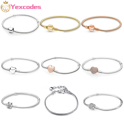 Yexcodes-pulsera de cadena de serpiente chapada en plata para hombre y mujer, pulsera fina de cuentas Original, regalo de joyería ► Foto 1/6