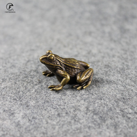 Figuras de Toad de la suerte de cobre macizo, adornos pequeños para Ceremonia de té, té, mascota, Bronce Antiguo, Bufo, miniaturas, decoración artesanal de escritorio ► Foto 1/6