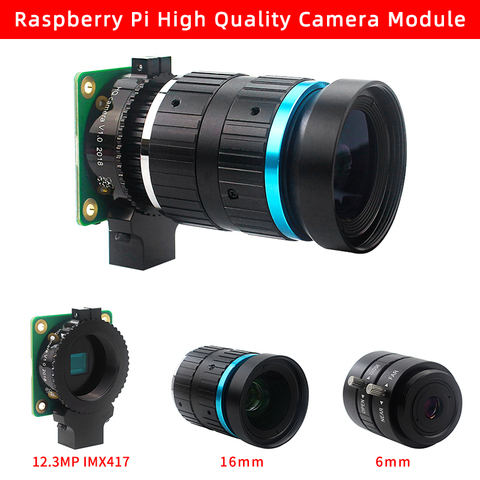 Módulo de cámara Raspberry Pi HQ, 12,3 megapíxeles, Sensor Sony IMX477 con enfoque trasero ajustable, 6mm, CS/16mm, lente de montaje en C para 4B/3B + ► Foto 1/6