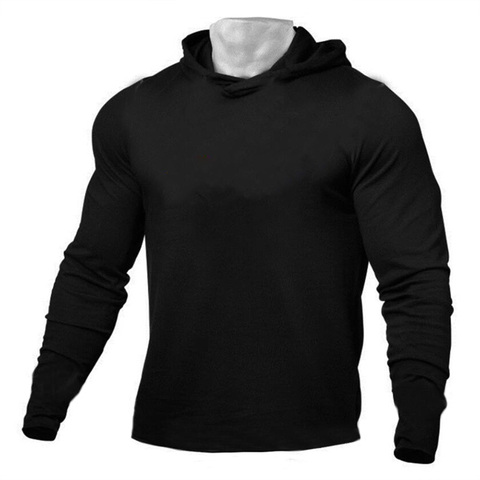 Camiseta con capucha para hombre, ropa de marca de otoño para Fitness, ropa de calle de culturismo, camiseta de manga larga, camiseta de gimnasio, sudaderas ► Foto 1/6