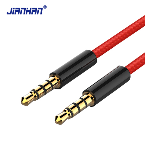 Cable auxiliar Jack de 3,5mm para Cable de Audio de 3,5mm, Cable de altavoz con 4 polos, auriculares trenzados de nailon, Cable auxiliar MP3 para coche, Cable de extensión macho ► Foto 1/6