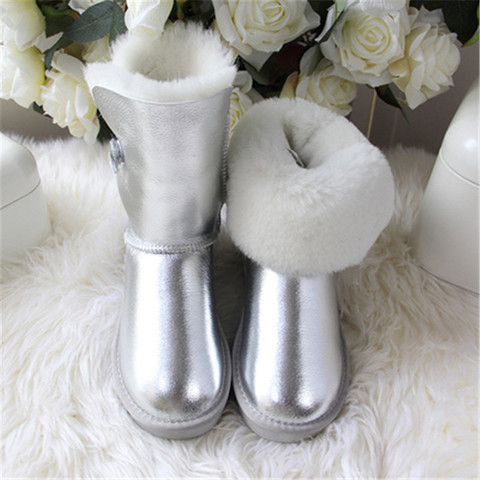 Botas de nieve de piel Natural para mujer, zapatos de piel de oveja auténtica, 100% de lana, para invierno, 2022 ► Foto 1/6