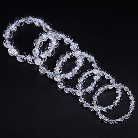 Pulsera de cristal de cuarzo Natural para hombre y mujer, pulsera de cristal de roca blanca de Himalaya auténtica, cuentas redondas de gran potencia, joyería de 10-16mm AAAAA ► Foto 1/6