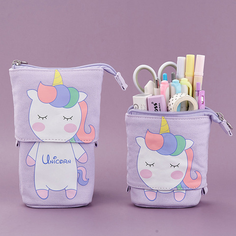 Estuche de lápices Kawaii para estudiantes, bolsas de estilo Aminal de dibujos animados, organizador de papelería de lona, suministros de escuela y oficina, regalos bonitos ► Foto 1/6