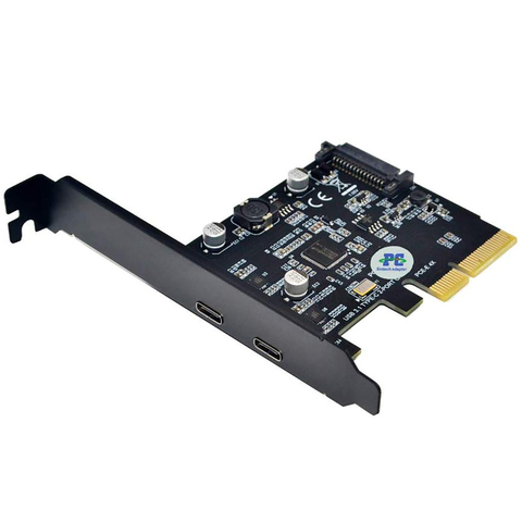 PCI-E, PCI Express 4X a USB 3,1 Gen 2 (10 Gbps), tarjeta de expansión tipo C de 2 puertos, Chip ASM3142, Conector de 15 pines para Windows/Linux ► Foto 1/6