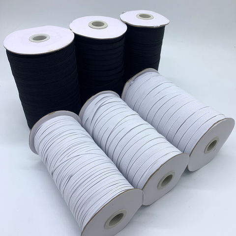 Tejido de alta elasticidad blanco negro cinta elástica de costura