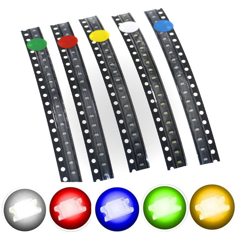 100 Uds 0603 SMD diodo LED de la lámpara de luz de la viruta cuentas caliente blanco rojo verde azul amarillo naranja UV Rosa RGB Micro 3V SMT ► Foto 1/5