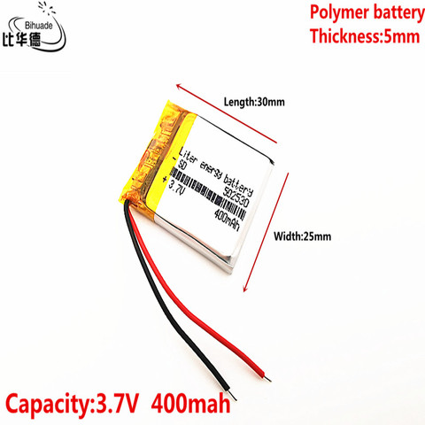 (Envío gratis) batería de polímero de iones de litio de 3,7 V 502530 400 mah calidad de los productos de certificación CE FCC ROHS ► Foto 1/4