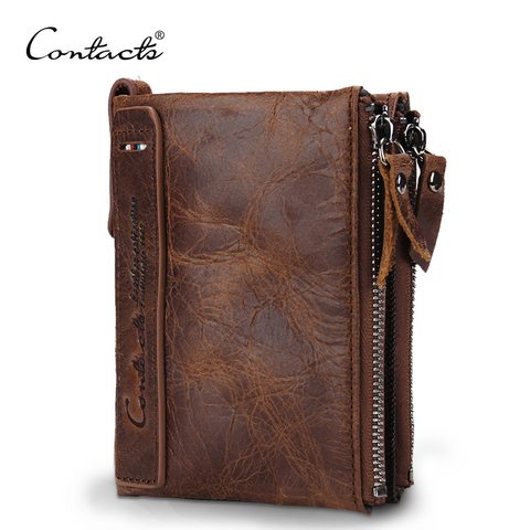 CONTACT'S HOT-cartera de cuero de vaca para hombre, monedero pequeño de Caballo Loco genuino, monedero Vintage, marca de carteras de diseñador de alta calidad ► Foto 1/6