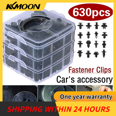 KKMOON 630 unids/set mezclado Auto sujetador de vehículo cuerpo de coche empuje Pin remaches coche parachoques Kits de reparación sujetador Clip Clips de expansión ► Foto 1/6