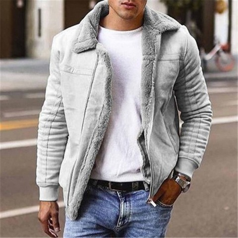 Chaquetas y abrigos de piel sintética para Hombre, ropa de calle forrada en lana, Parkas cálidas, abrigo de piel, invierno, 2022 ► Foto 1/6