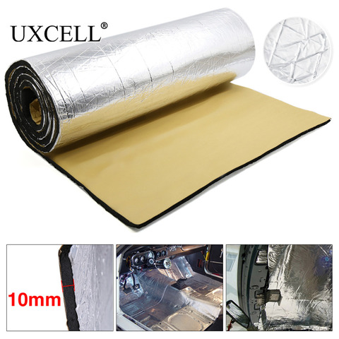 UXCELL 10mm de espesor de fibra de aluminio silenciador de algodón coche Auto Fender calor sonido Deadener aislamiento Mat ► Foto 1/6