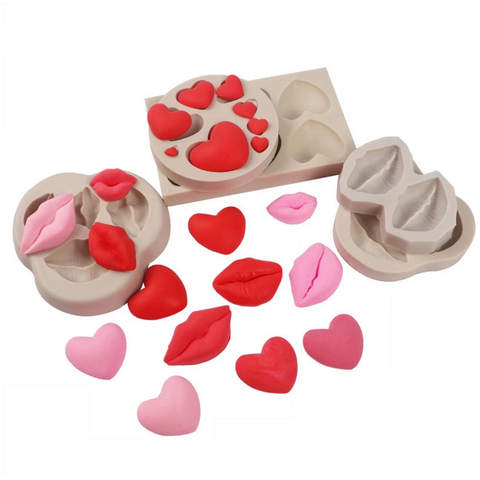 Labios corazón amor formas molde de silicona galletita de azúcar de Molde De Chocolate Para Hornear utensilios para decoración de tortas con Fondant ► Foto 1/6