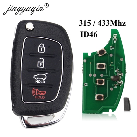 Jingyuqin-mando a distancia con llave abatible para Hyundai Elantra Accent Ix35 IX45 I30 Solaris Tucson I20 Santa Fe 315/433mhz ID46 Chip ► Foto 1/6