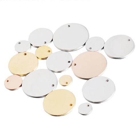 Dijes redondos de acero inoxidable para fabricación de joyas, colgantes en blanco de 6-20mm con etiqueta de perro, para collares, DIY, 3 colores, 100 Uds. ► Foto 1/6