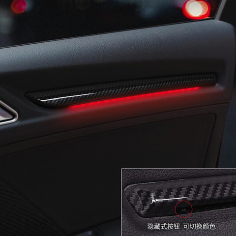 La puerta del coche LED cubierta de la lámpara Trim Color de fibra de carbono 4 Uds para Audi A3 8V 2014-2022 S3 Auto luz de ambiente Interior decoración ABS ► Foto 1/6