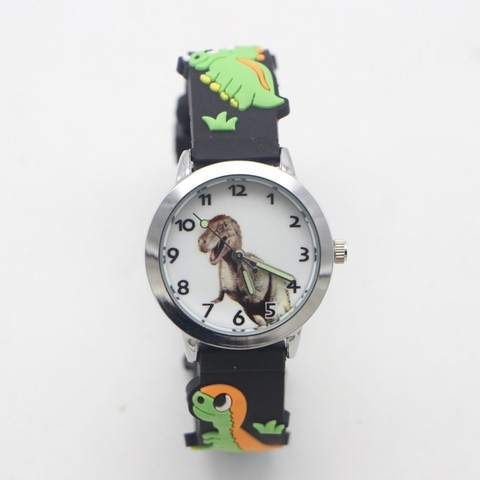 Reloj de dinosaurio de silicona con dibujos animados en 3D para niños y niñas, pulsera de cuarzo para estudiantes, novedad ► Foto 1/6