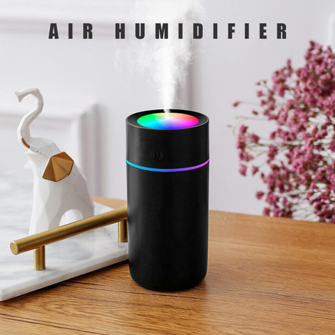 Humidificador de aire silencioso y creativo, difusor de aire con luz de Color, generador de niebla portátil, humidificador con temporizador automático con carga USB, 320ml ► Foto 1/6