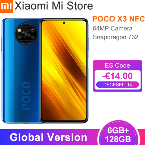 Xiaomi-Smartphone POCO X3, versión Global, NFC, 6GB de RAM, 128GB de ROM, Snapdragon 732G, Octa Core, batería de 5160mAh de 64MP, carga rápida de 33W ► Foto 1/6