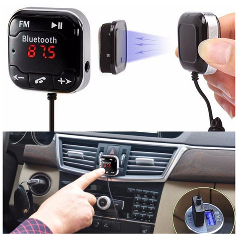 Kit de transmisor FM con Bluetooth inalámbrico para coche, reproductor MP3, control remoto, manos libres, negro ► Foto 1/4