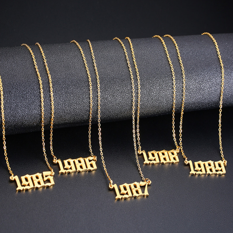 Cxwind Collar personalizado con número de año y fecha especial para mujeres, collar con colgante de año de nacimiento de 1989 a 2000, joyería de regalo ► Foto 1/6