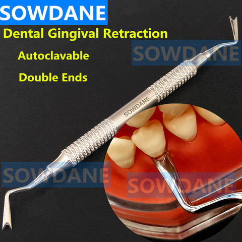 Retractor para implante Dental, herramienta quirúrgica de doble extremo de acero inoxidable, Retractor gorginal, separador de goma Dental ► Foto 1/6