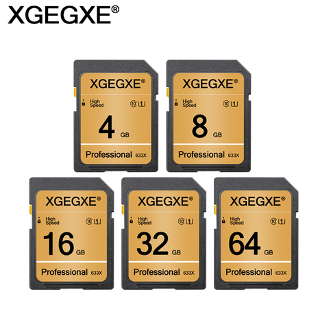 XGEGXE 64GB tarjeta de memoria de 32GB Clase 10 de alta velocidad 2GB 4GB 8GB 16GB 32GB 64GB UHS-1 profesional tarjeta Flash de la cámara ► Foto 1/6