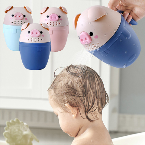 Herramienta de baño para niños, de dibujos animados de cerdito gorros de baño, copa de champú para bebé, bañador para niños, cucharas de ducha para lavar el pelo ► Foto 1/6