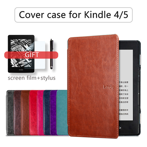 Funda de cuero pu folio para Amazon kindle basic 4/5 fro kindle 4/5 funda generación imán cubierta + protector de pantalla ► Foto 1/6