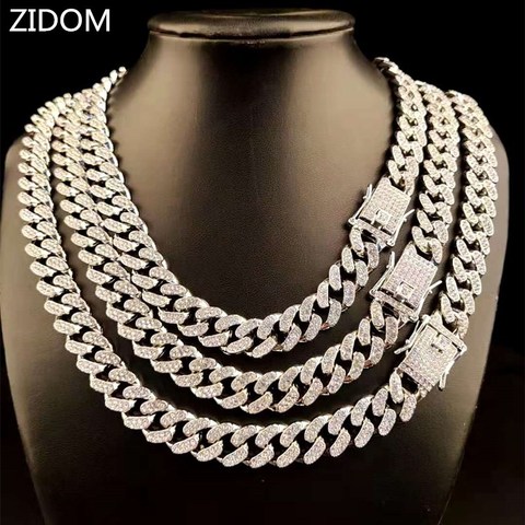 Los hombres de Hip Hop helado bling cadena collares pave CZ piedra 13mm Miami cubano cadenas collar de Hiphop hombre joyería de moda ► Foto 1/6