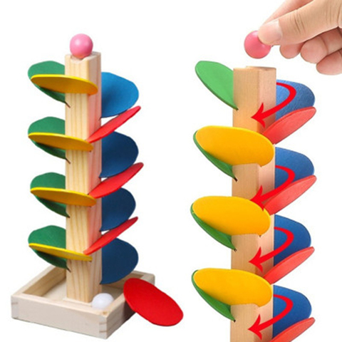 Bloques de juguete educativo Montessori de madera con bolas de mármol para niños y bebés, juguete educativo de Aprendizaje Temprano ► Foto 1/6