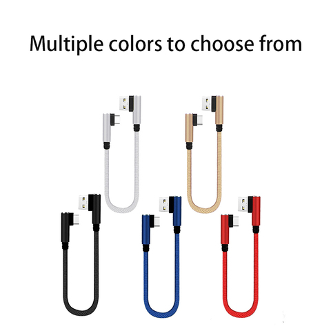 Cable de carga rápida corta de 25cm, Cable de datos Micro USB C de 90 grados para todos los teléfonos inteligentes, para iphone ► Foto 1/6