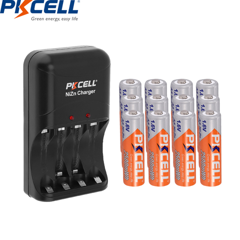 PKCELL-pilas AA recargables de NI-ZN, cargador de batería de 1,6 v, 2500mWh, con 1 Uds., NIZN, AAA, AA, 12 Uds. ► Foto 1/6