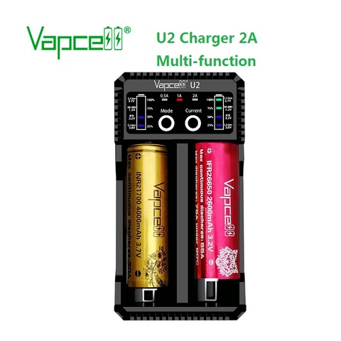 Vapcell-cargador inteligente U2 2A, mini USB para Li-ion / Lifepo4/Ni-MH/ni-cd AAA AAAA C D, carga de batería ► Foto 1/5