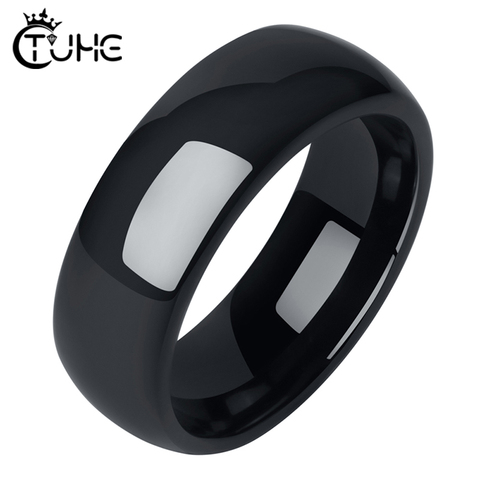 Nunca se desvanecen 8MM de ancho anillos de cerámica para los hombres las mujeres anillos de banda suave cómodos Anillos de Compromiso de boda de regalo tamaño 6-10 ► Foto 1/6