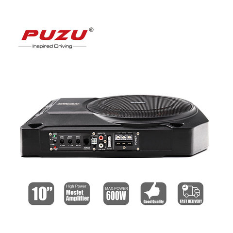 PUZU-subwoofer activo para asiento de coche, 10 pulgadas, con caja de aluminio, gran potencia de salida, 600W ► Foto 1/6