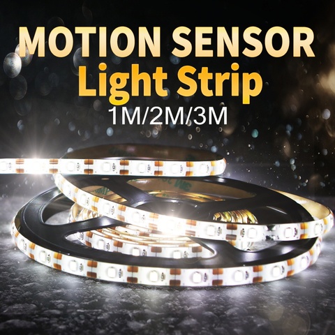 Cinta de luz con Sensor de luz por movimiento PIR nocturna SMD 2835, resistente al agua, para cocina, 5V, 1M, 2M, 3M, lámpara LED para escalera, cama, armario, barra ► Foto 1/6