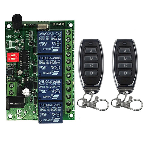 Interruptor de Control remoto inalámbrico Universal, módulo receptor por relé con 4 canales RF, transmisor de 433 Mhz, CC de 12V, 4 canales, 10A ► Foto 1/6